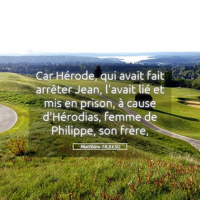Picture 05 - Matthieu 14:3 LSG - Car Hérode, qui avait fait arrêter Jean, - Bible Verse Picture