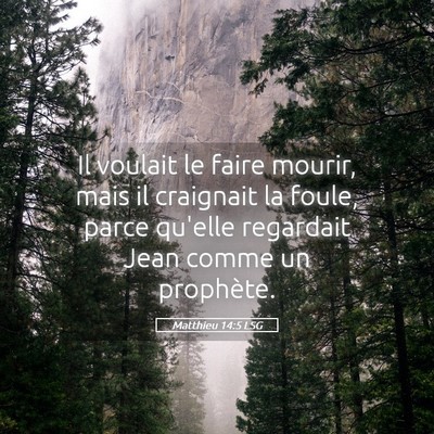 Picture 05 - Matthieu 14:5 LSG - Il voulait le faire mourir, mais il craignait la - Bible Verse Picture