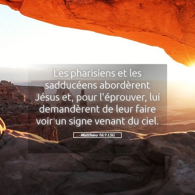 Picture 05 - Matthieu 16:1 LSG - Les pharisiens et les sadducéens abordèrent - Bible Verse Picture
