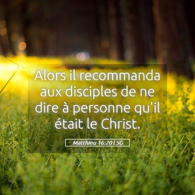 Picture 05 - Matthieu 16:20 LSG - Alors il recommanda aux disciples de ne dire à - Bible Verse Picture