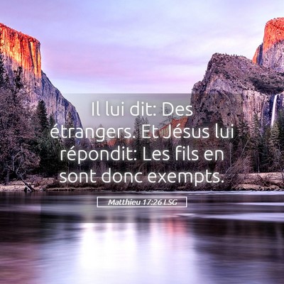 Picture 05 - Matthieu 17:26 LSG - Il lui dit: Des étrangers. Et Jésus lui - Bible Verse Picture