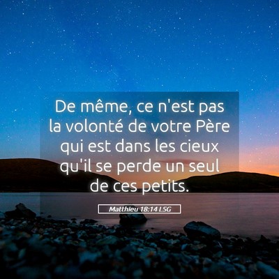 Picture 05 - Matthieu 18:14 LSG - De même, ce n'est pas la volonté de votre Père - Bible Verse Picture