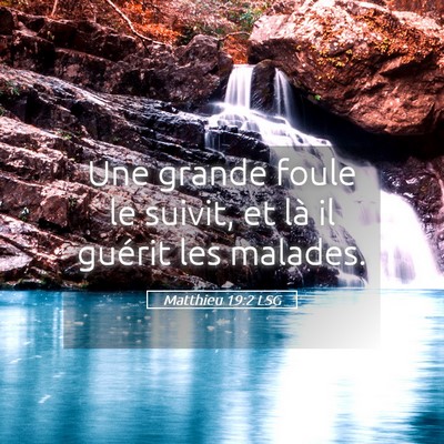 Picture 05 - Matthieu 19:2 LSG - Une grande foule le suivit, et là il guérit les - Bible Verse Picture