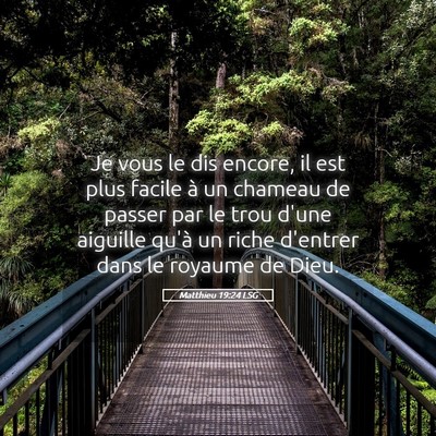 Picture 05 - Matthieu 19:24 LSG - Je vous le dis encore, il est plus facile à un - Bible Verse Picture