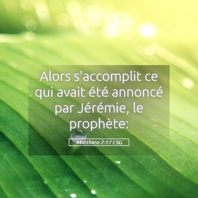 Picture 05 - Matthieu 2:17 LSG - Alors s'accomplit ce qui avait été annoncé par - Bible Verse Picture