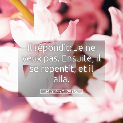 Picture 05 - Matthieu 21:29 LSG - Il répondit: Je ne veux pas. Ensuite, il se - Bible Verse Picture