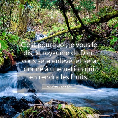 Picture 05 - Matthieu 21:43 LSG - C'est pourquoi, je vous le dis, le royaume de - Bible Verse Picture