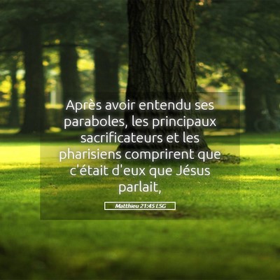 Picture 05 - Matthieu 21:45 LSG - Après avoir entendu ses paraboles, les - Bible Verse Picture