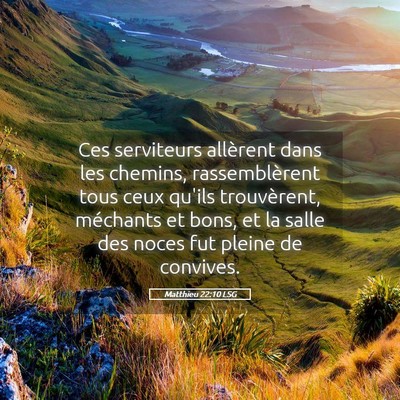 Picture 05 - Matthieu 22:10 LSG - Ces serviteurs allèrent dans les chemins, - Bible Verse Picture