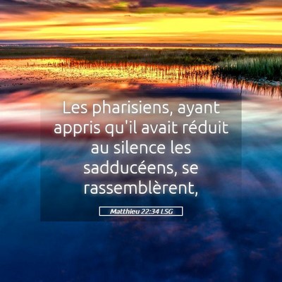 Picture 05 - Matthieu 22:34 LSG - Les pharisiens, ayant appris qu'il avait réduit - Bible Verse Picture