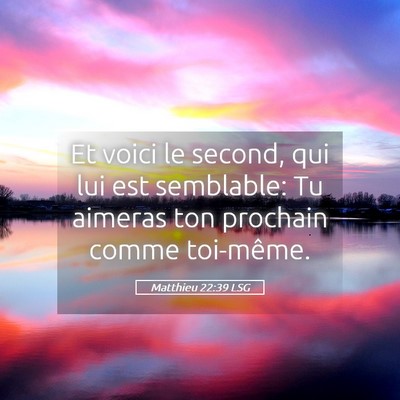 Picture 05 - Matthieu 22:39 LSG - Et voici le second, qui lui est semblable: Tu - Bible Verse Picture