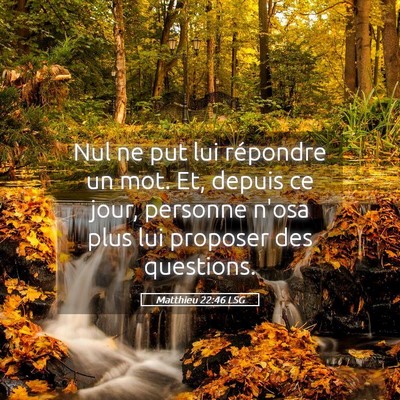 Picture 05 - Matthieu 22:46 LSG - Nul ne put lui répondre un mot. Et, depuis ce - Bible Verse Picture