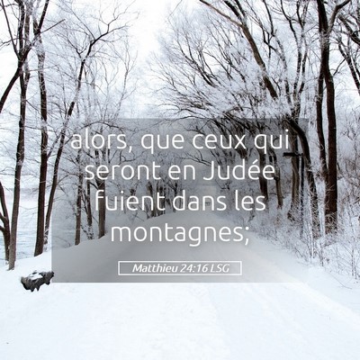 Picture 05 - Matthieu 24:16 LSG - alors, que ceux qui seront en Judée fuient dans - Bible Verse Picture
