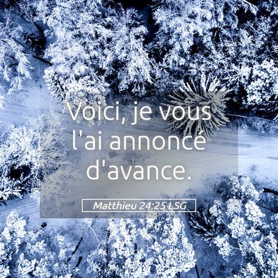 Picture 05 - Matthieu 24:25 LSG - Voici, je vous l'ai annoncé - Bible Verse Picture
