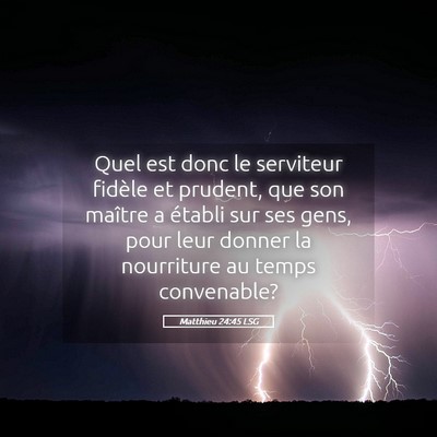 Picture 05 - Matthieu 24:45 LSG - Quel est donc le serviteur fidèle et prudent, - Bible Verse Picture