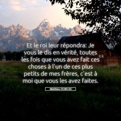 Picture 05 - Matthieu 25:40 LSG - Et le roi leur répondra: Je vous le dis en - Bible Verse Picture