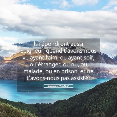 Picture 05 - Matthieu 25:44 LSG - Ils répondront aussi: Seigneur, quand - Bible Verse Picture