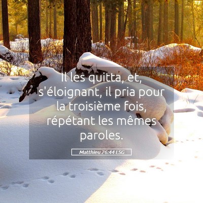 Picture 05 - Matthieu 26:44 LSG - Il les quitta, et, s'éloignant, il pria pour la - Bible Verse Picture
