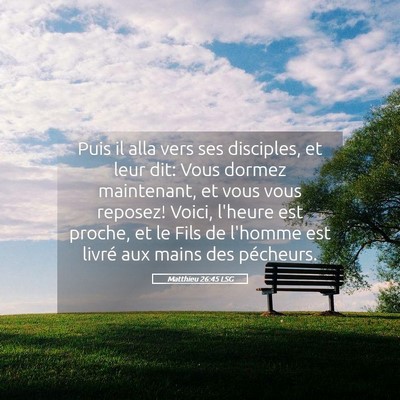 Picture 05 - Matthieu 26:45 LSG - Puis il alla vers ses disciples, et leur dit: - Bible Verse Picture