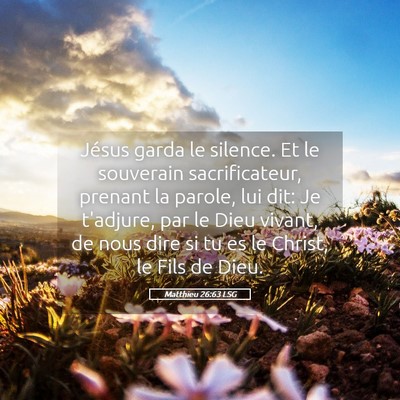 Picture 05 - Matthieu 26:63 LSG - Jésus garda le silence. Et le souverain - Bible Verse Picture