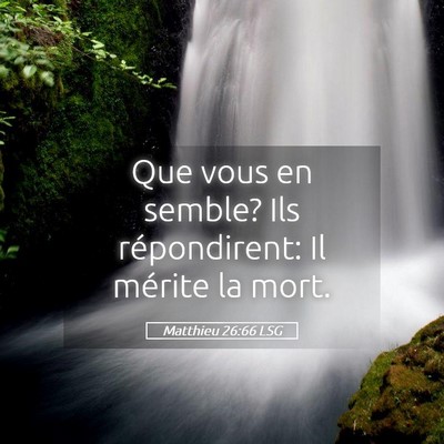 Picture 05 - Matthieu 26:66 LSG - Que vous en semble? Ils répondirent: Il mérite - Bible Verse Picture