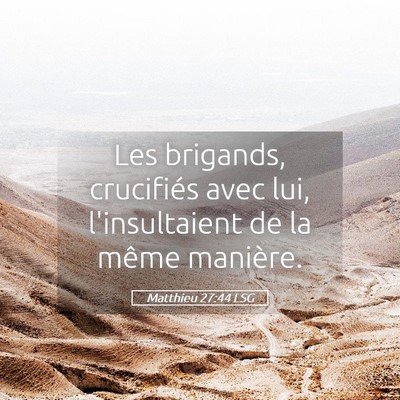 Picture 05 - Matthieu 27:44 LSG - Les brigands, crucifiés avec lui, l'insultaient - Bible Verse Picture