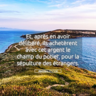 Picture 05 - Matthieu 27:7 LSG - Et, après en avoir délibéré, ils achetèrent - Bible Verse Picture