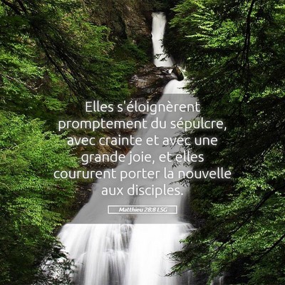 Picture 05 - Matthieu 28:8 LSG - Elles s'éloignèrent promptement du sépulcre, - Bible Verse Picture