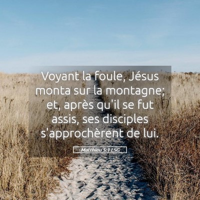 Picture 05 - Matthieu 5:1 LSG - Voyant la foule, Jésus monta sur la montagne; - Bible Verse Picture