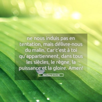 Picture 05 - Matthieu 6:13 LSG - ne nous induis pas en tentation, mais - Bible Verse Picture