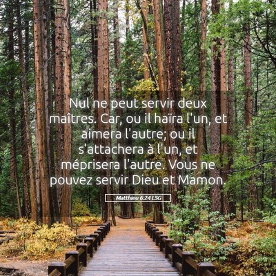 Picture 05 - Matthieu 6:24 LSG - Nul ne peut servir deux maîtres. Car, ou il - Bible Verse Picture
