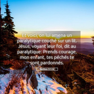 Picture 05 - Matthieu 9:2 LSG - Et voici, on lui amena un paralytique couché sur - Bible Verse Picture
