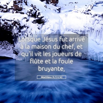 Picture 05 - Matthieu 9:23 LSG - Lorsque Jésus fut arrivé à la maison du chef, - Bible Verse Picture