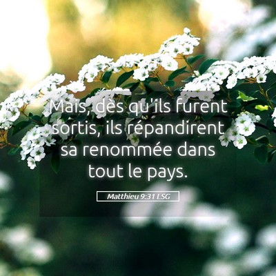 Picture 05 - Matthieu 9:31 LSG - Mais, dès qu'ils furent sortis, ils répandirent - Bible Verse Picture