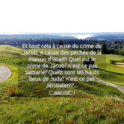 Picture 05 - Michée 1:5 LSG - Et tout cela à cause du crime de Jacob, A cause - Bible Verse Picture