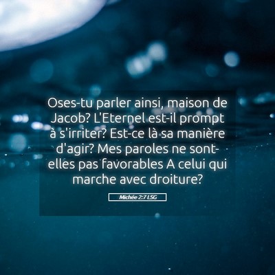 Picture 05 - Michée 2:7 LSG - Oses-tu parler ainsi, maison de Jacob? L'Eternel - Bible Verse Picture