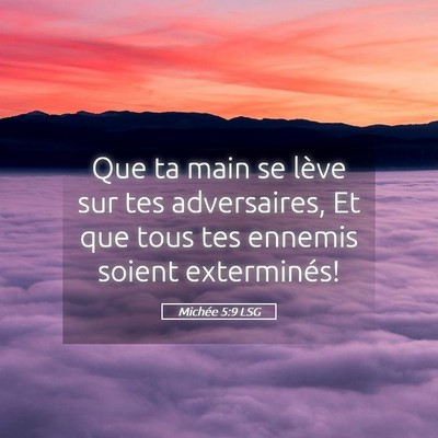 Picture 05 - Michée 5:9 LSG - Que ta main se lève sur tes adversaires, Et que - Bible Verse Picture