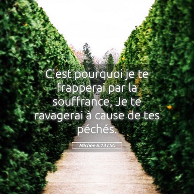 Picture 05 - Michée 6:13 LSG - C'est pourquoi je te frapperai par la souffrance, - Bible Verse Picture