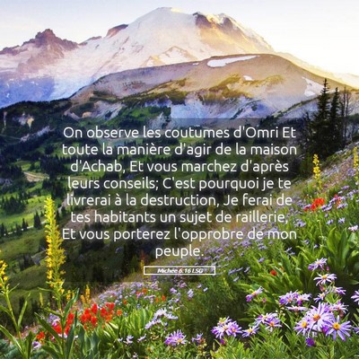 Picture 05 - Michée 6:16 LSG - On observe les coutumes d'Omri Et toute la - Bible Verse Picture