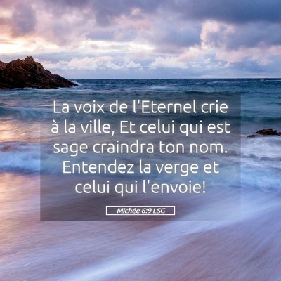 Picture 05 - Michée 6:9 LSG - La voix de l'Eternel crie à la ville, Et celui - Bible Verse Picture