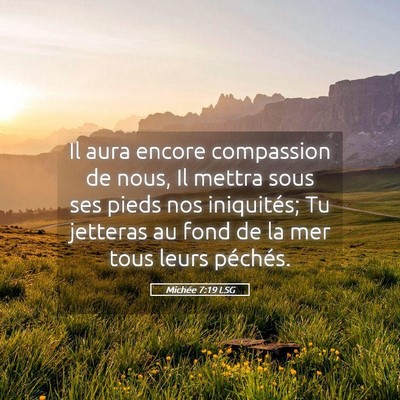 Picture 05 - Michée 7:19 LSG - Il aura encore compassion de nous, Il mettra sous - Bible Verse Picture