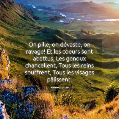 Picture 05 - Nahum 2:10 LSG - On pille, on dévaste, on ravage! Et les coeurs - Bible Verse Picture