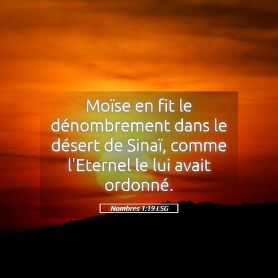 Picture 05 - Nombres 1:19 LSG - Moïse en fit le dénombrement dans le désert de - Bible Verse Picture