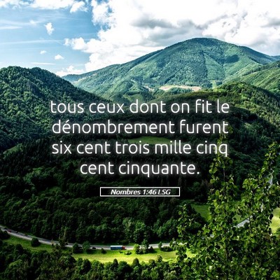 Picture 05 - Nombres 1:46 LSG - tous ceux dont on fit le dénombrement furent six - Bible Verse Picture