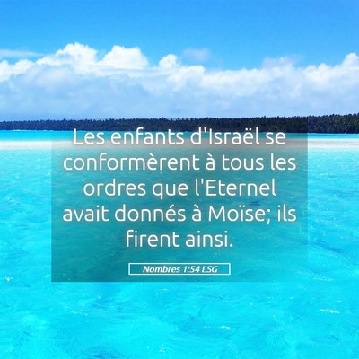 Picture 05 - Nombres 1:54 LSG - Les enfants d'Israël se conformèrent à tous - Bible Verse Picture