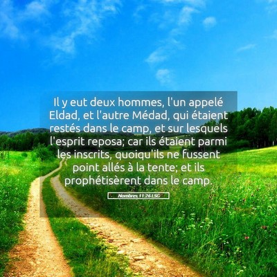 Picture 05 - Nombres 11:26 LSG - Il y eut deux hommes, l'un appelé Eldad, et - Bible Verse Picture