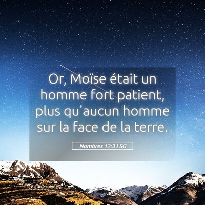 Picture 05 - Nombres 12:3 LSG - Or, Moïse était un homme fort patient, plus - Bible Verse Picture