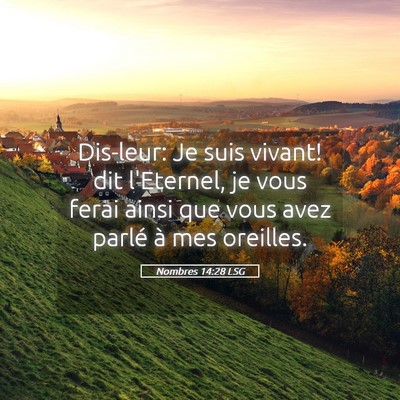 Picture 05 - Nombres 14:28 LSG - Dis-leur: Je suis vivant! dit l'Eternel, je vous - Bible Verse Picture