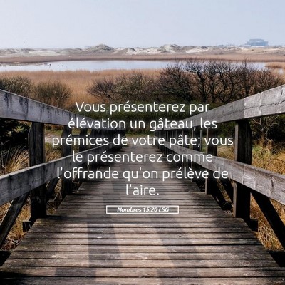 Picture 05 - Nombres 15:20 LSG - Vous présenterez par élévation un gâteau, les - Bible Verse Picture