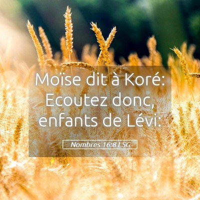 Picture 05 - Nombres 16:8 LSG - Moïse dit à Koré: Ecoutez donc, enfants de - Bible Verse Picture